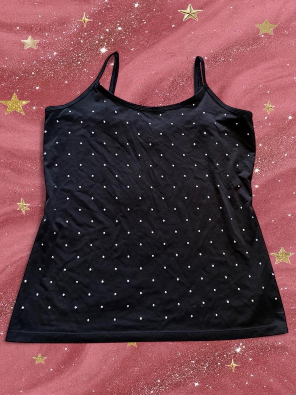 Fashion Bug Black Spaghetti Strap Camisole with Silver Studs
